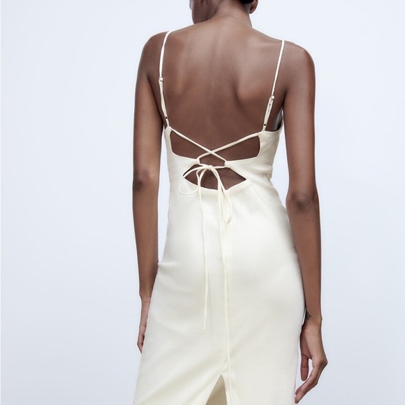 Linen blend cutout dress sage green ZARA - Picture 5 of 9